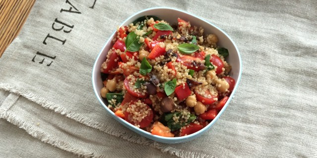 Chickpea Quinoa with Sweet Shallots